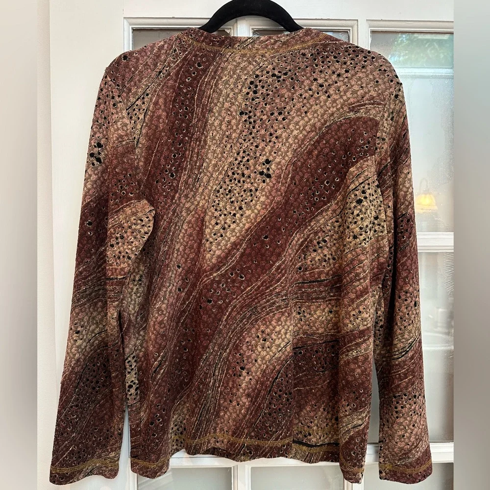 Vintage Laura Ashley Earthy Toned Golden Ombre Button-Up Cardigan Sweater Size M